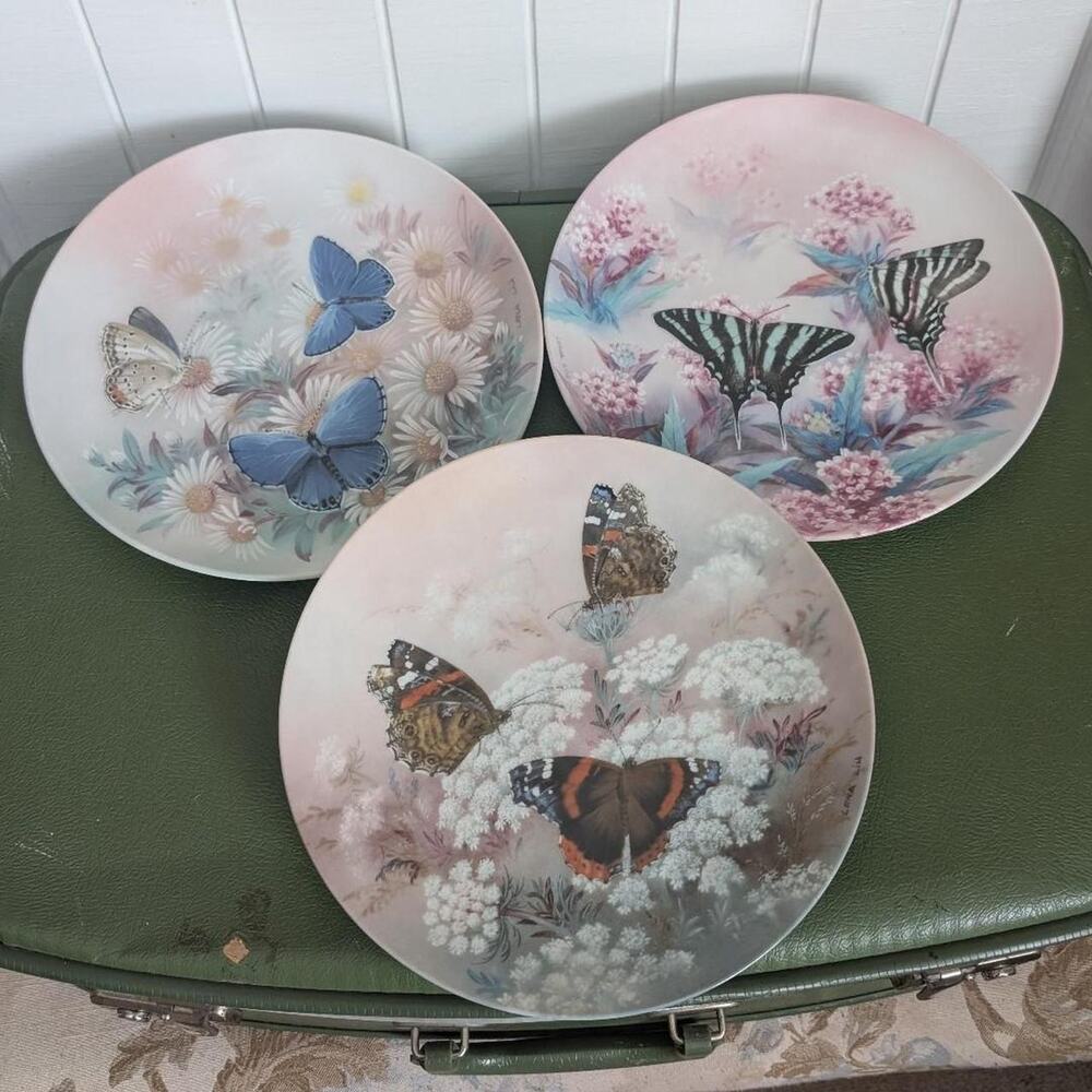 1980s "On Gossamer Wings" collector plates featuring artwork by Lena Liu,